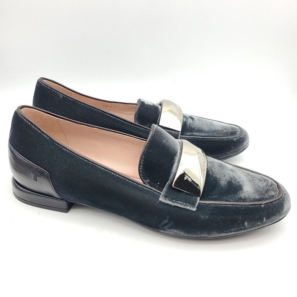 Taryn Rose women flats loafers Gray Velvet Silver Band Italy size 8.5 new - Picture 9 of 12